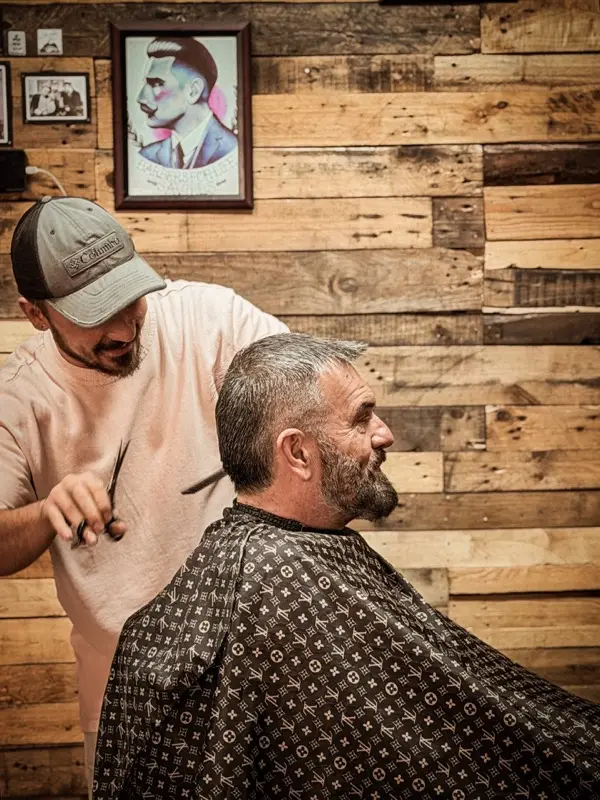 Barber at work